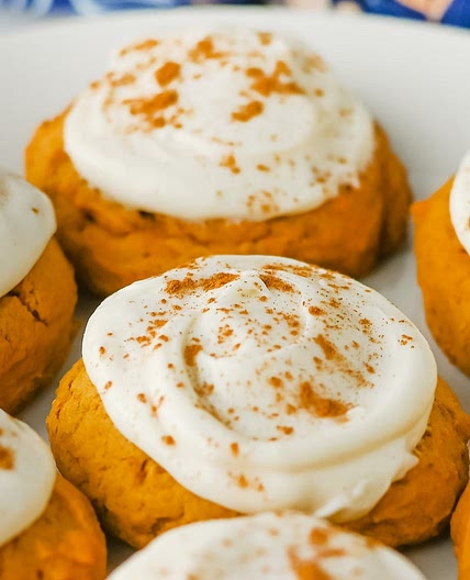 Homemade Pumpkin Cookies With Cream Cheese Icing