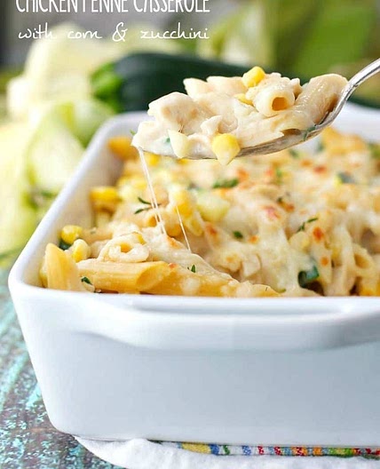 Chicken Penne Casserole with Corn and Zucchini