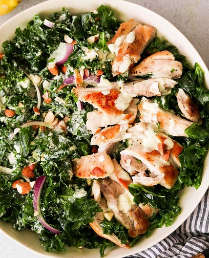 Whole30 Kale Chicken Caesar Salad + The Best Whole30 Caesar Dressing
