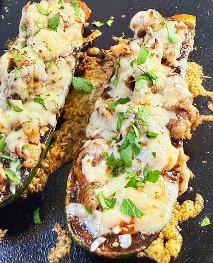 Blackstone Sausage Stuffed Zucchini
