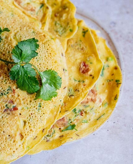 Childa Recipe - Savory Chickpea Flour Crepes