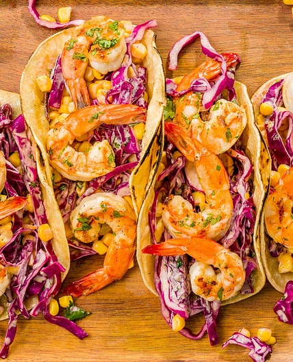 Grilled Shrimp Tacos with Sriracha Slaw