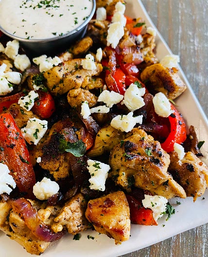 Blackstone Greek Chicken and Peppers