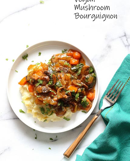 Vegan Mushroom Bourguignon with Potato Cauliflower Mash