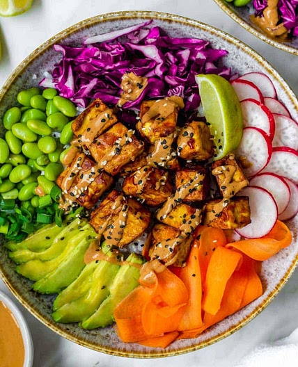 Tofu Buddha Bowl with Peanut Sauce