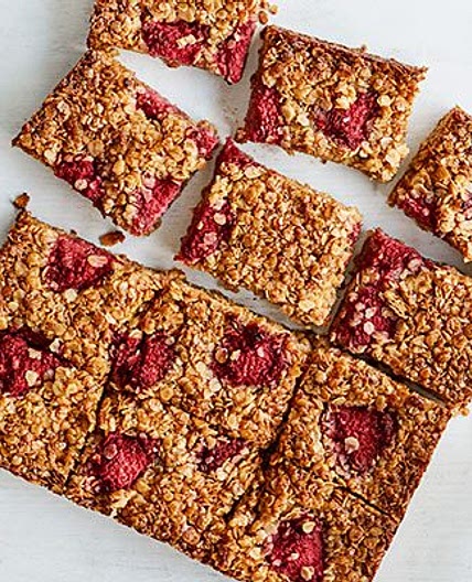 Raspberry honey flapjacks
