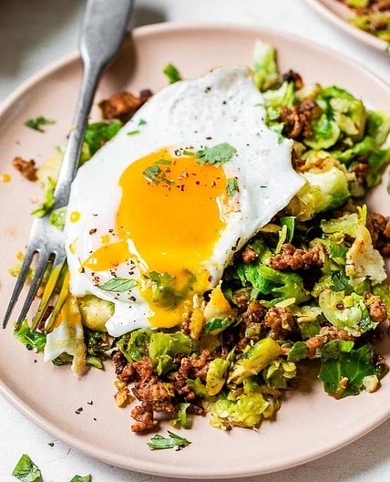 Spicy Pork Brussels Bowls