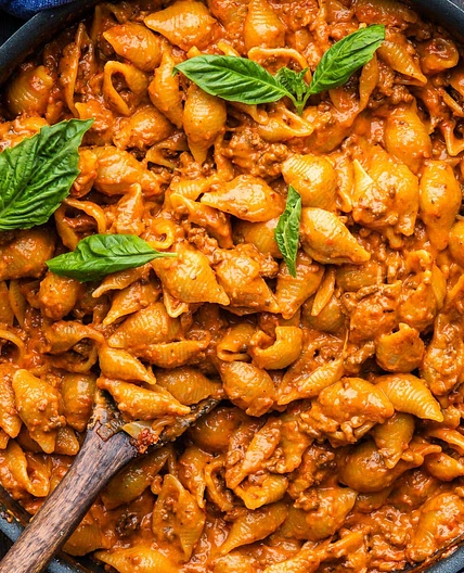 One-Pot Creamy Beef and Shells