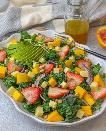 Citrus Vinaigrette Strawberry Mango Kale Salad