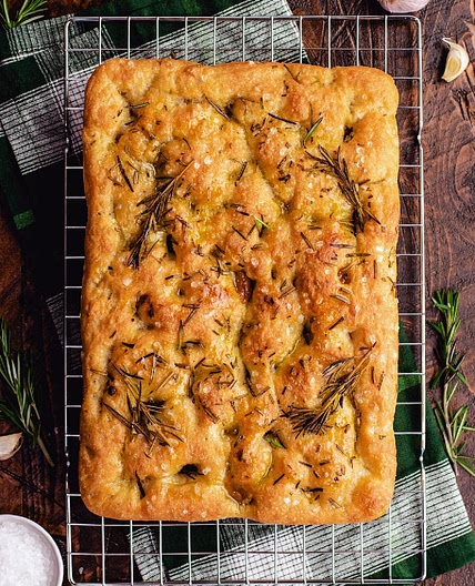 No-Knead Garlic and Rosemary Focaccia