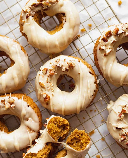 Baked Pumpkin Donuts with Maple Glaze