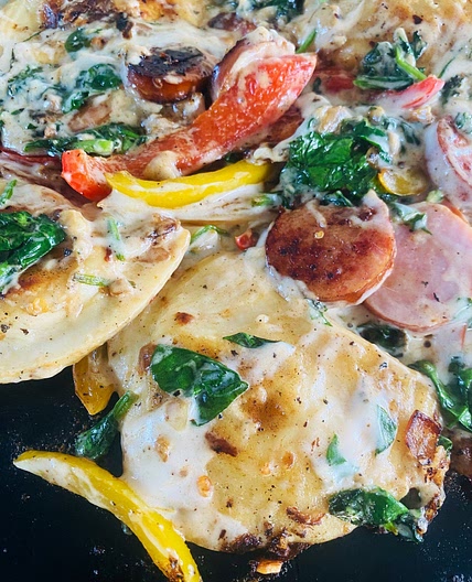 Blackstone Sausage and Pierogies