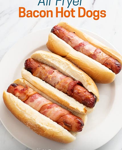 Air Fryer Bacon Wrapped Hot Dogs