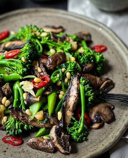 Broccolini Salad with Mushrooms