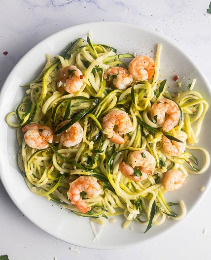 Zucchini Noodles with Garlic Shrimp