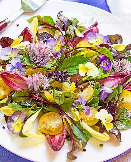 Edible Spring Flowers and Belgian Endive Salad