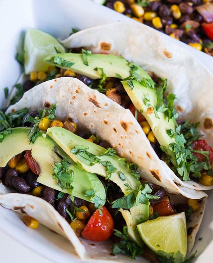 Corn, Black Bean, and Avocado Tacos