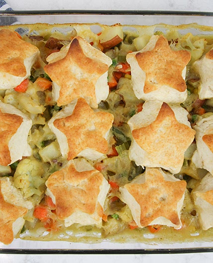 Plant-Based Veggie Pot Pie With Biscuit Topping
