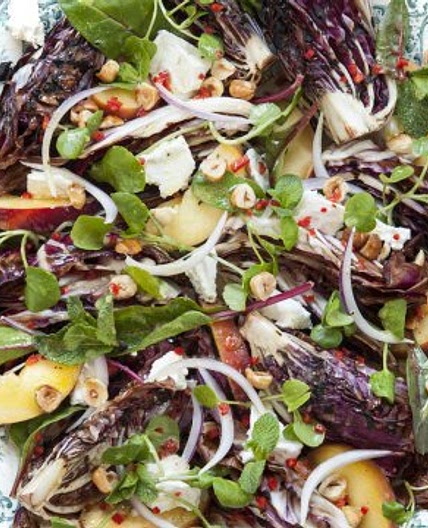 Goat's Cheese, Peach and Radicchio Salad