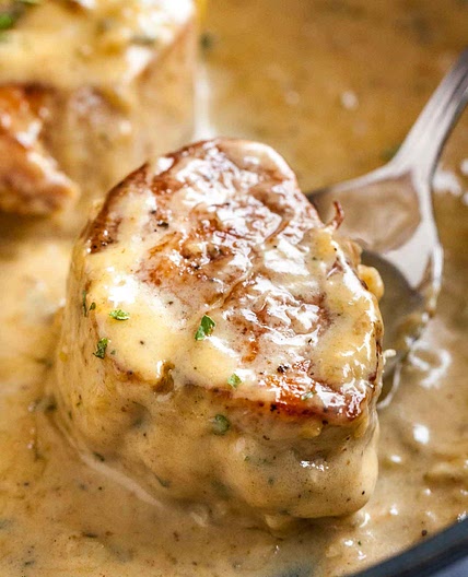 Pork Medallions with Blue Cheese Sauce