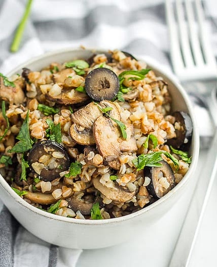 Buckwheat Kasha with Mushrooms and Olives