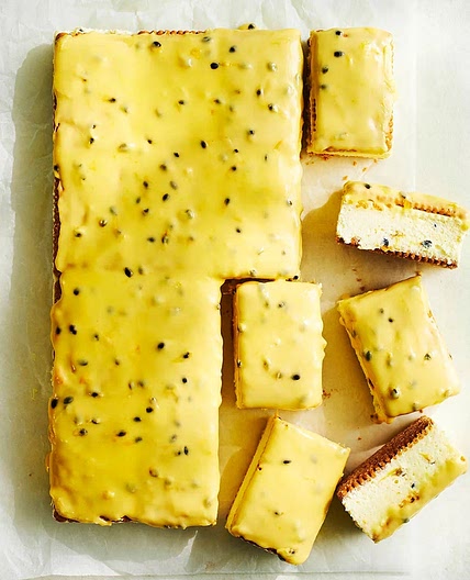 Passionfruit cheesecake slice