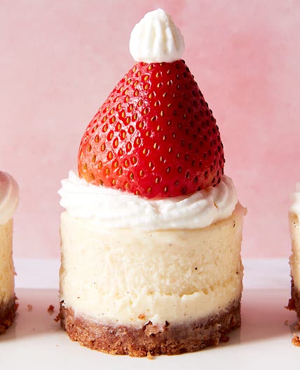 Santa Hat Cheesecake Bites