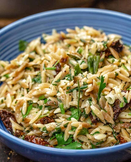 Mediterranean-Style Toasted Orzo with Parmesan and Sundried Tomatoes