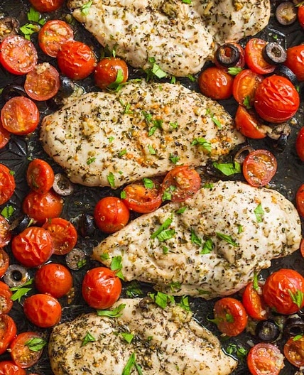 Baked Italian Chicken with Cherry Tomatoes