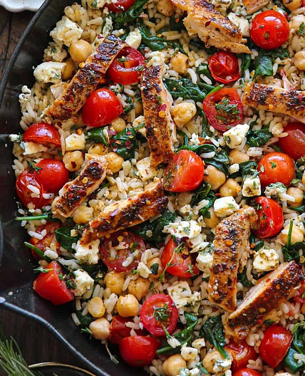 Greek Chicken and Lemon Rice (30 Minutes, One-Pot)