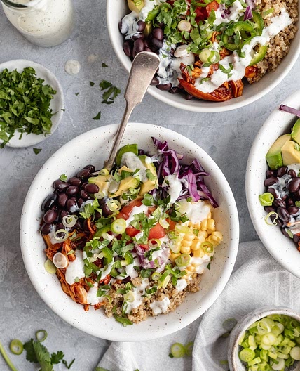 BBQ Ranch Chicken Quinoa Bowls