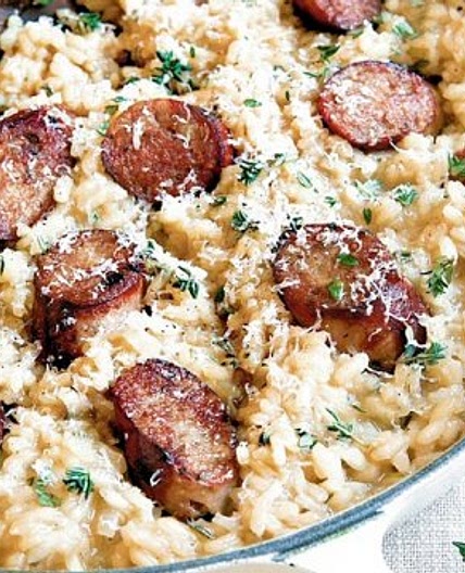 Sausage and white wine risotto
