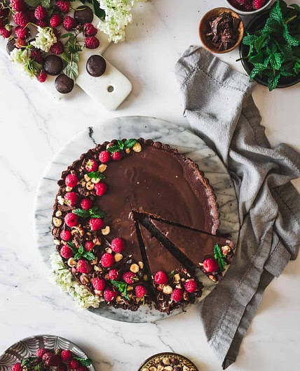 Low Carb Chocolate Raspberry Tart