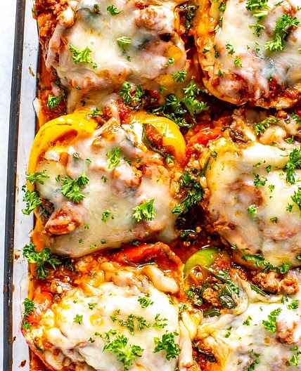 Low Carb Lasagna Stuffed Peppers
