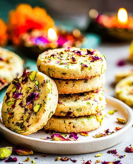 Rose Pistachio Shortbread Cookies