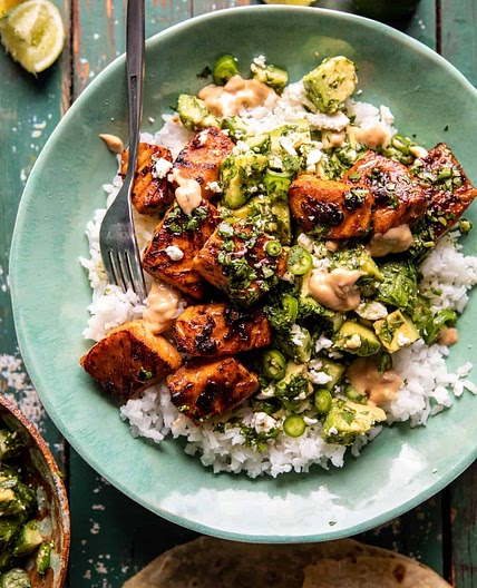 Spicy Chipotle Honey Salmon Bowls