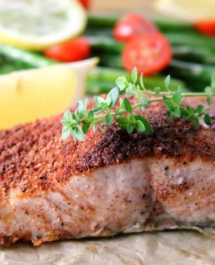 Baked Cajun Salmon with Lemon Butter Sauce