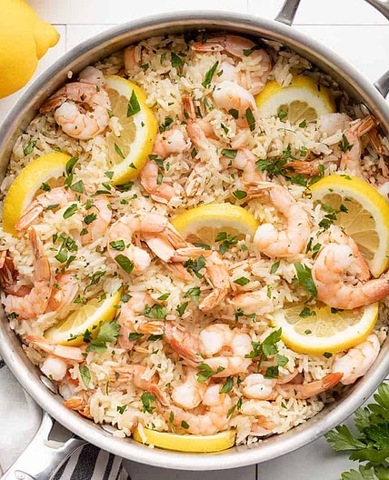 One Pot Lemon Garlic Shrimp and Rice