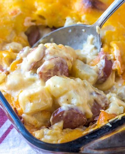 Cheesy Potato & Smoked Sausage Casserole