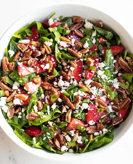 Low FODMAP Spinach Salad with Strawberries