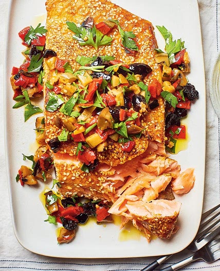 Saumon rôti en croûte de dukka