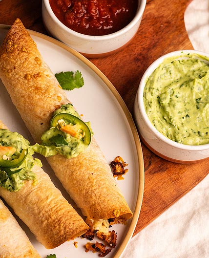 Crispy Baked Buffalo Chickpea Taquitos