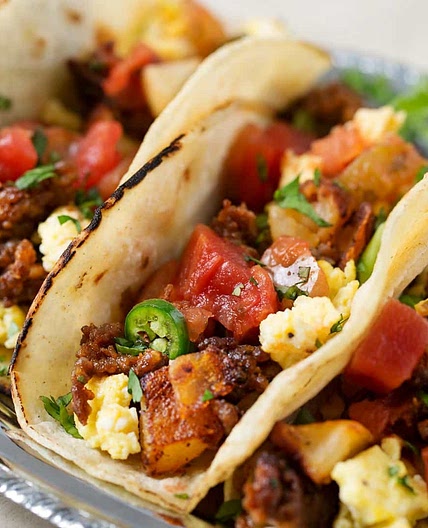 Chorizo and Potato Breakfast Tacos