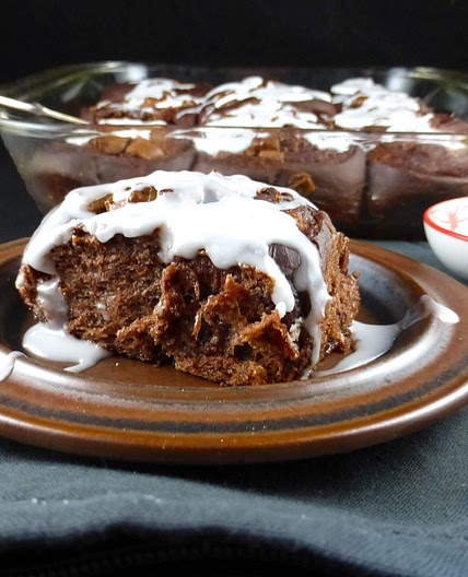 Chocolate Cinnamon Rolls with Vanilla Icing