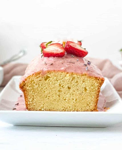 Lavender Pound Cake with Strawberry Glaze