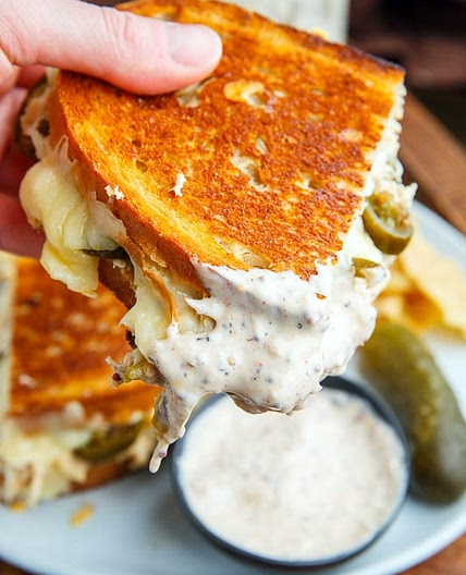 White BBQ Chicken Grilled Cheese Sandwich