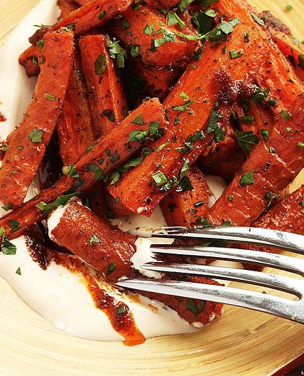 Roasted Carrots With Harissa and Crème Fraîche Recipe