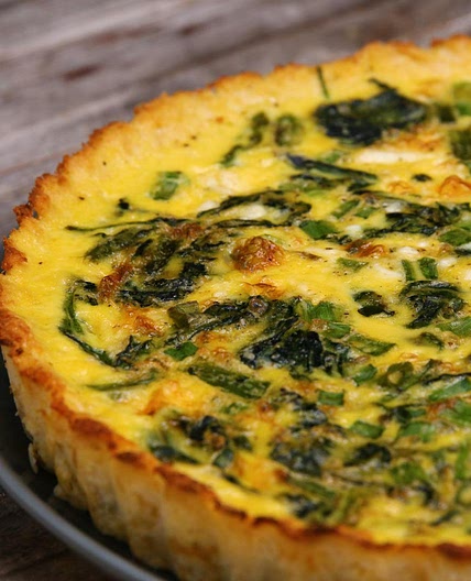 Cauliflower-Crusted Quiche Recipe by Tasty