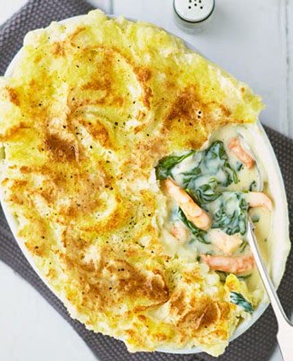 Prawn & potato pie
