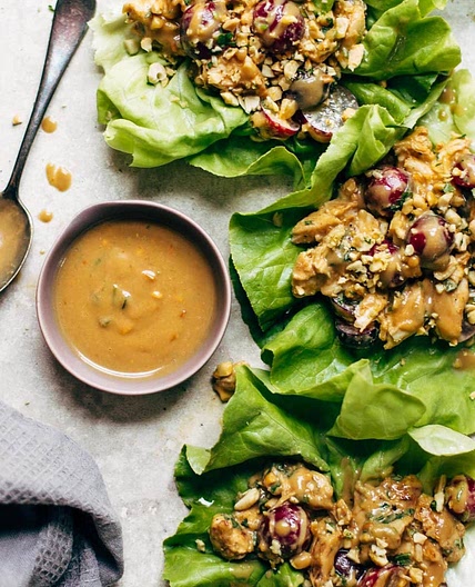 Creamy Miso Peanut Chicken Lettuce Wraps